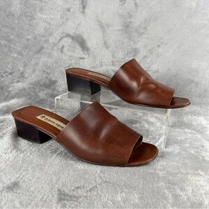 Etienne Aigner Brown Leather Mules